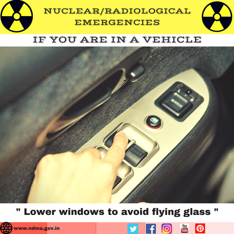 Lower windows to avoid flying glass